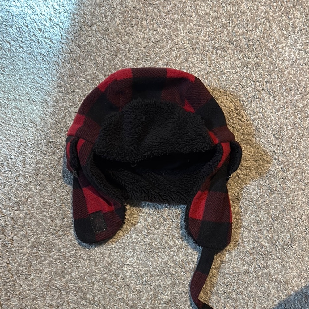 Plaid Red and Black Kids Winter Hat